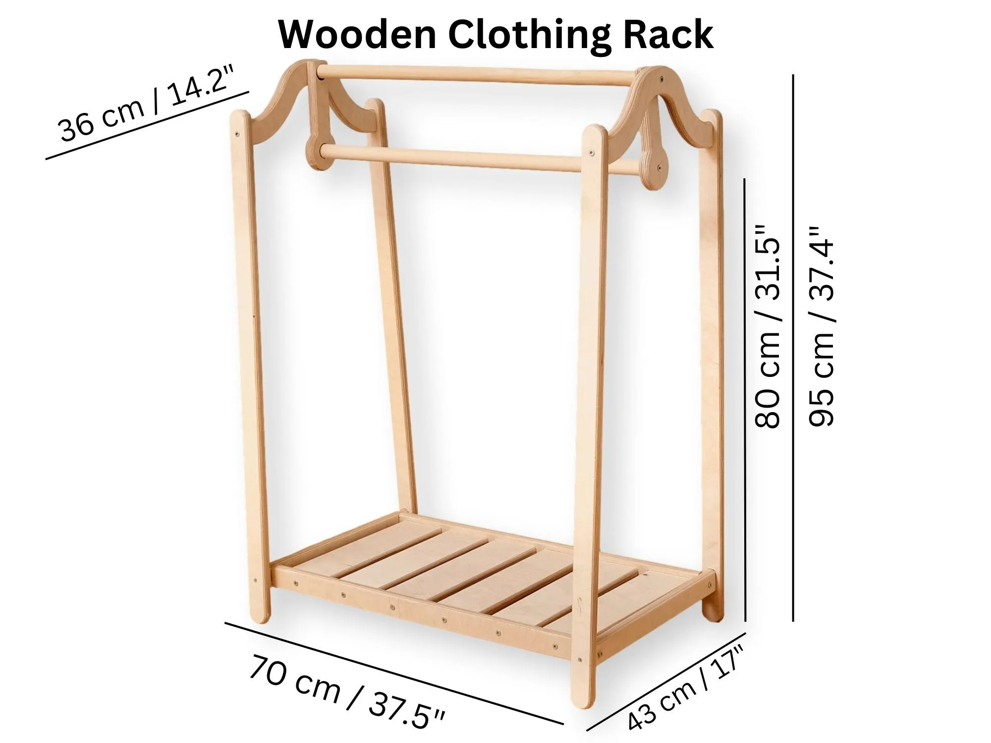 🧸 Montessori Wooden Kids Clothing Rack