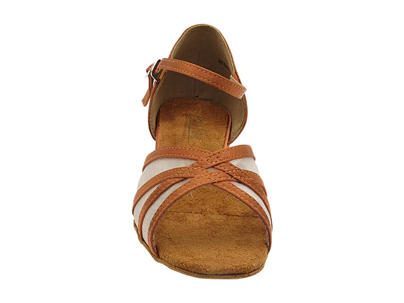 6027FT Dark Tan Satin & Flesh Mesh