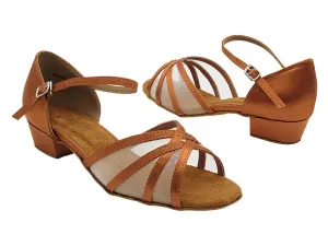 6027FT Dark Tan Satin & Flesh Mesh