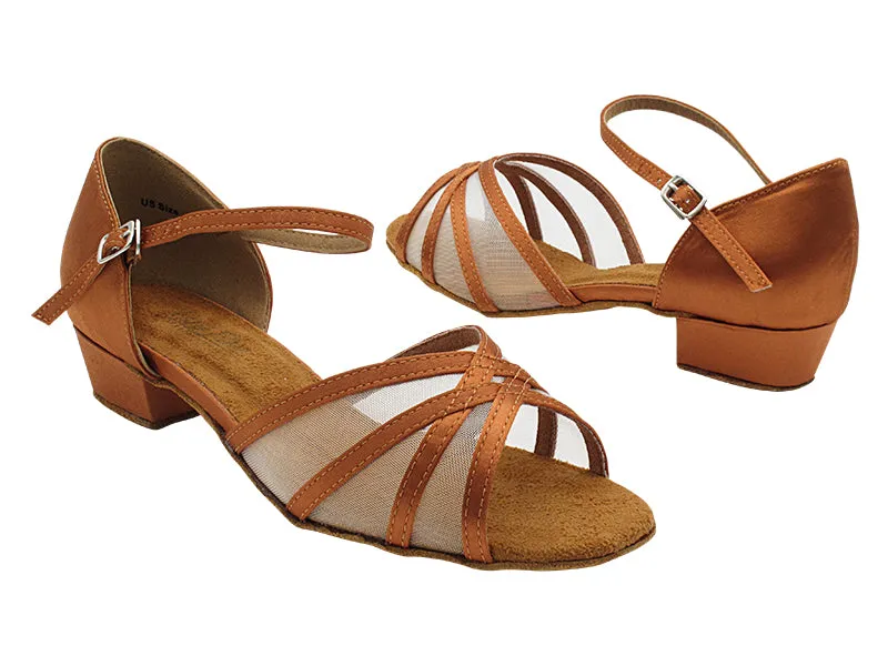 6027FT Dark Tan Satin & Flesh Mesh