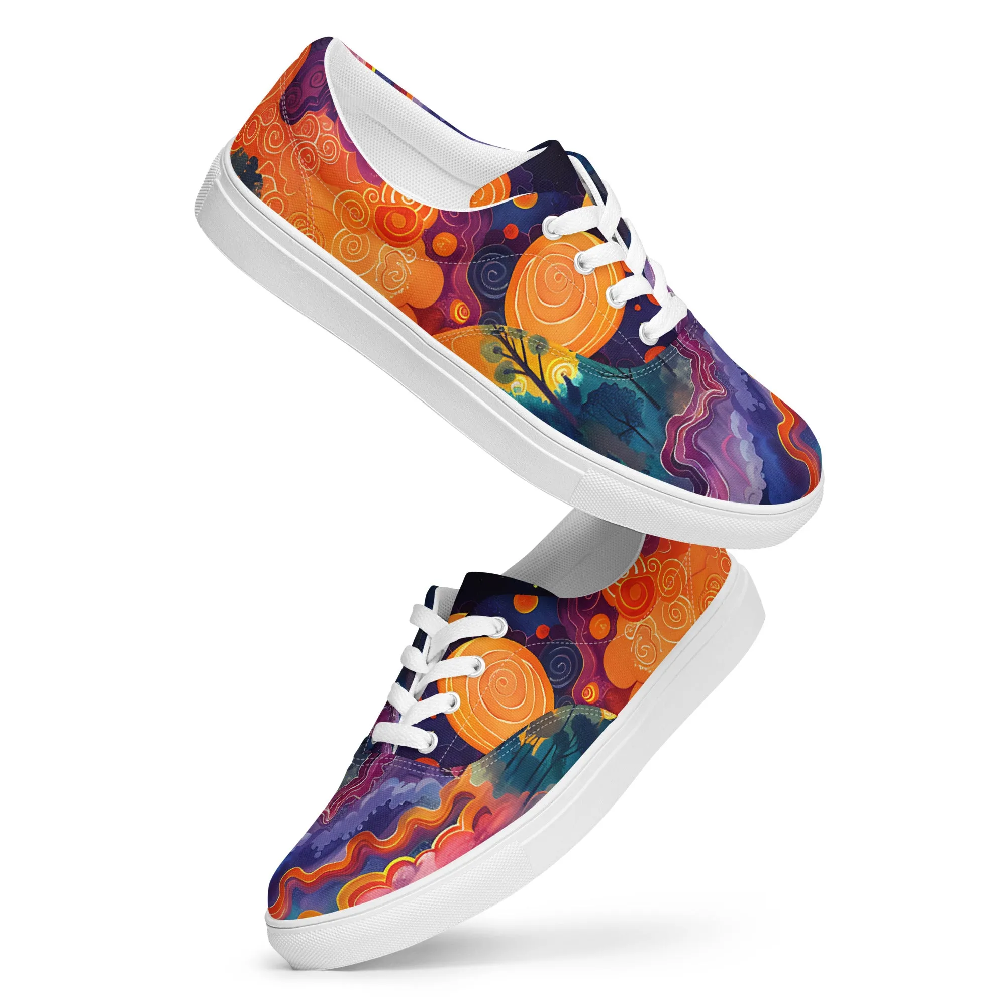 Abstract Clouds Women’s lace-up canvas shoes –  Free Delivery! Rock / Metal / Gothic / EDM / Clubwear - Alternative Apparel Only from Phase B Records.