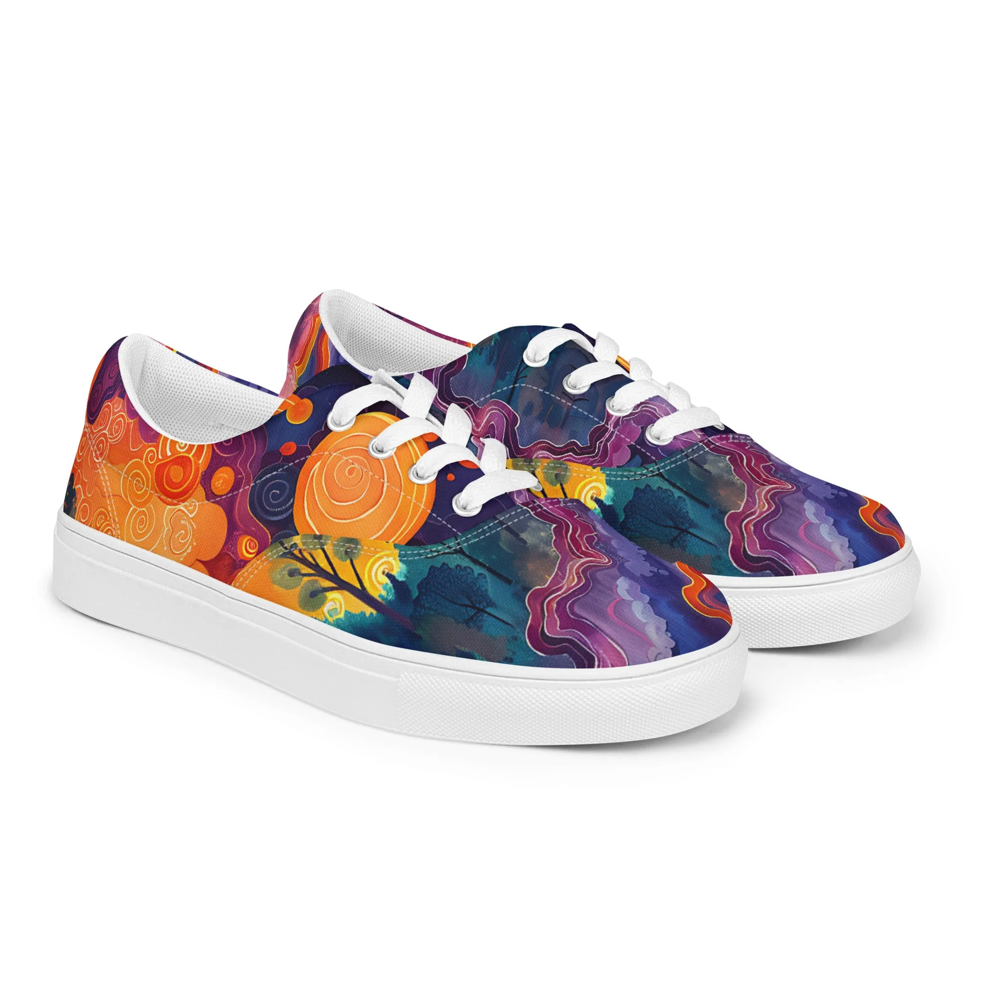 Abstract Clouds Women’s lace-up canvas shoes –  Free Delivery! Rock / Metal / Gothic / EDM / Clubwear - Alternative Apparel Only from Phase B Records.