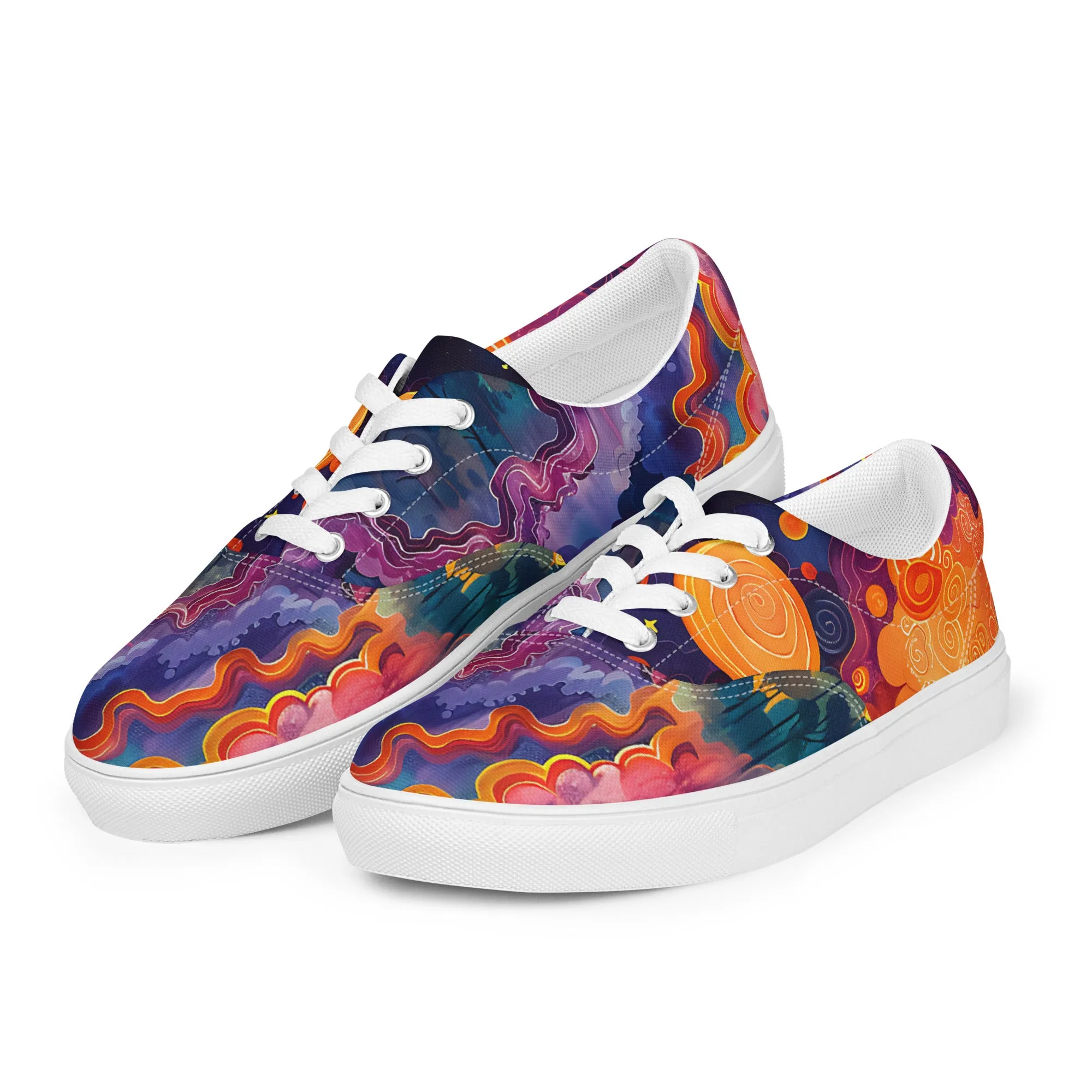 Abstract Clouds Women’s lace-up canvas shoes –  Free Delivery! Rock / Metal / Gothic / EDM / Clubwear - Alternative Apparel Only from Phase B Records.