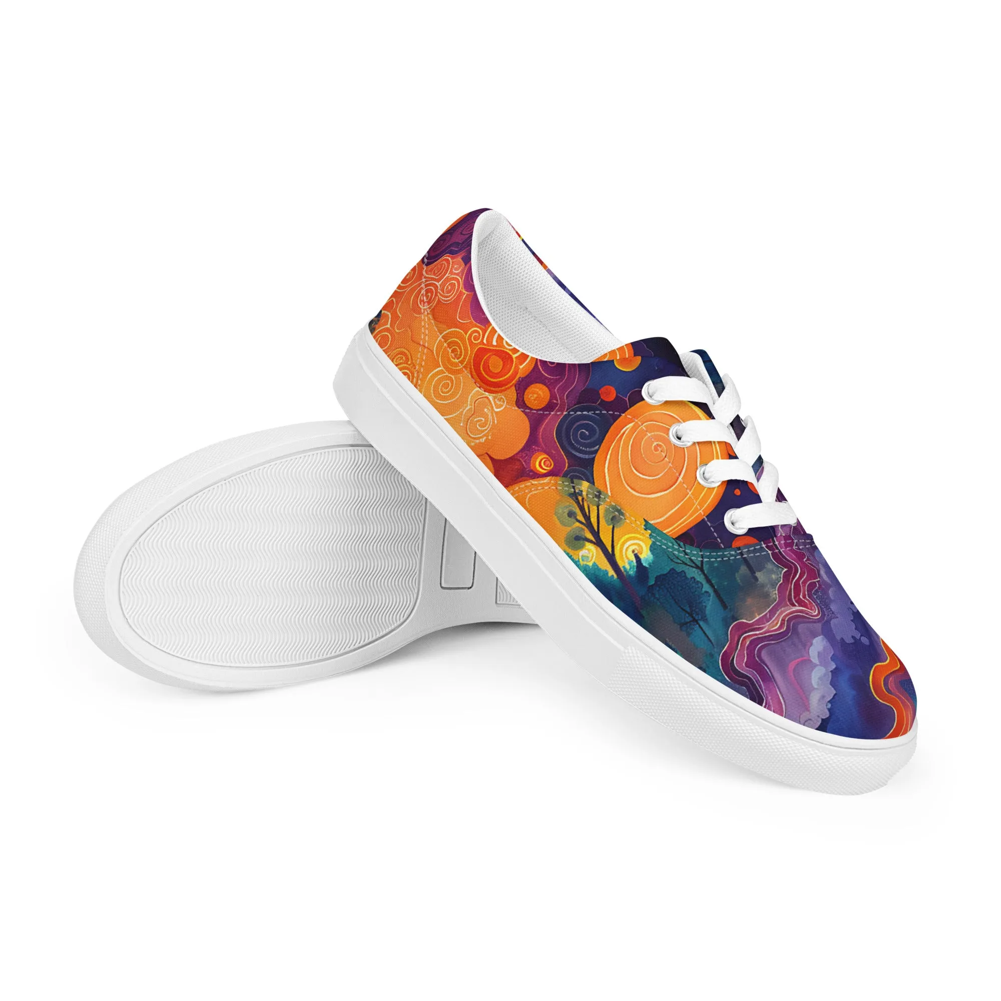Abstract Clouds Women’s lace-up canvas shoes –  Free Delivery! Rock / Metal / Gothic / EDM / Clubwear - Alternative Apparel Only from Phase B Records.