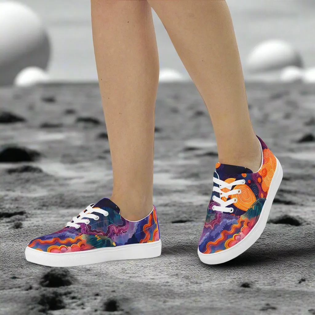 Abstract Clouds Women’s lace-up canvas shoes –  Free Delivery! Rock / Metal / Gothic / EDM / Clubwear - Alternative Apparel Only from Phase B Records.