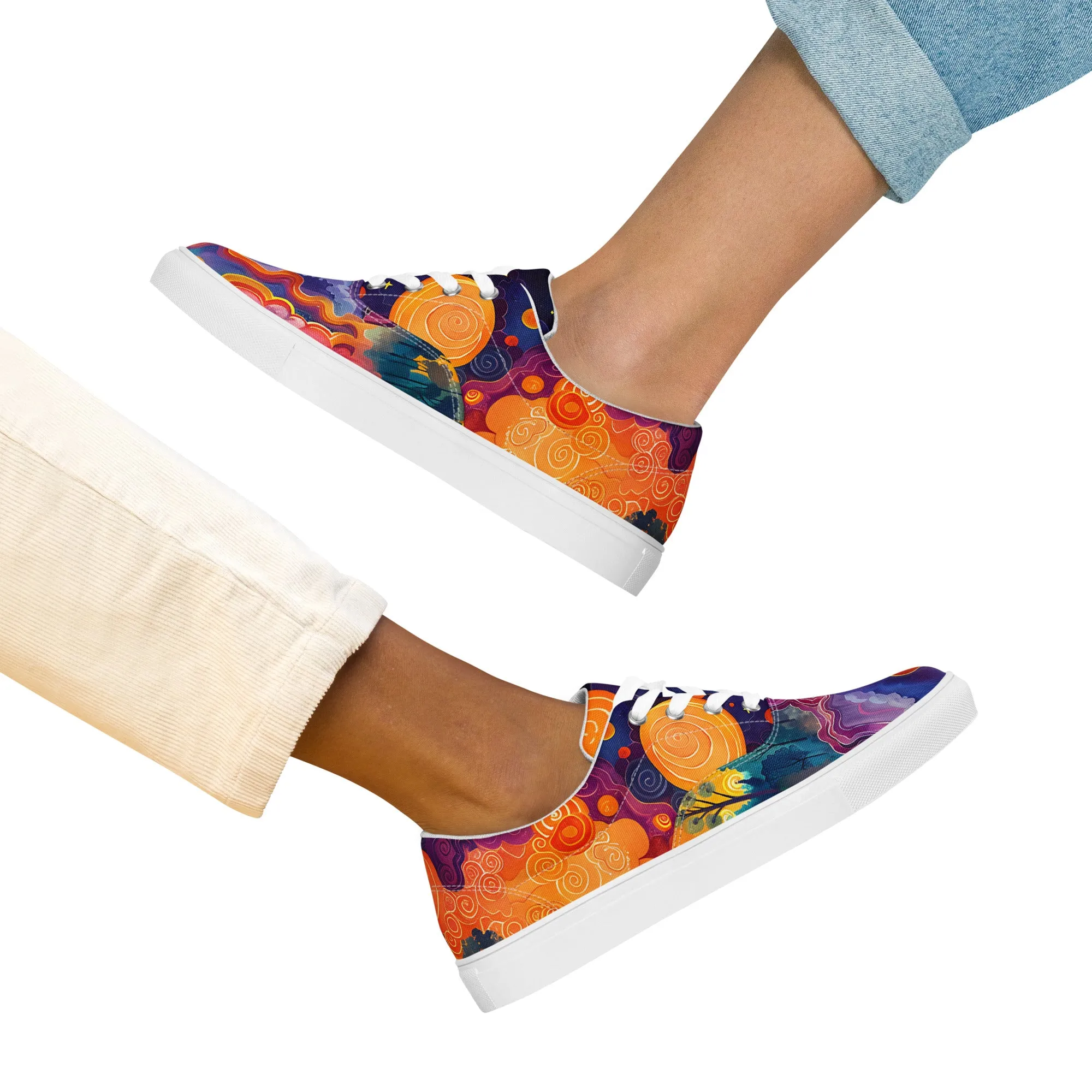 Abstract Clouds Women’s lace-up canvas shoes –  Free Delivery! Rock / Metal / Gothic / EDM / Clubwear - Alternative Apparel Only from Phase B Records.