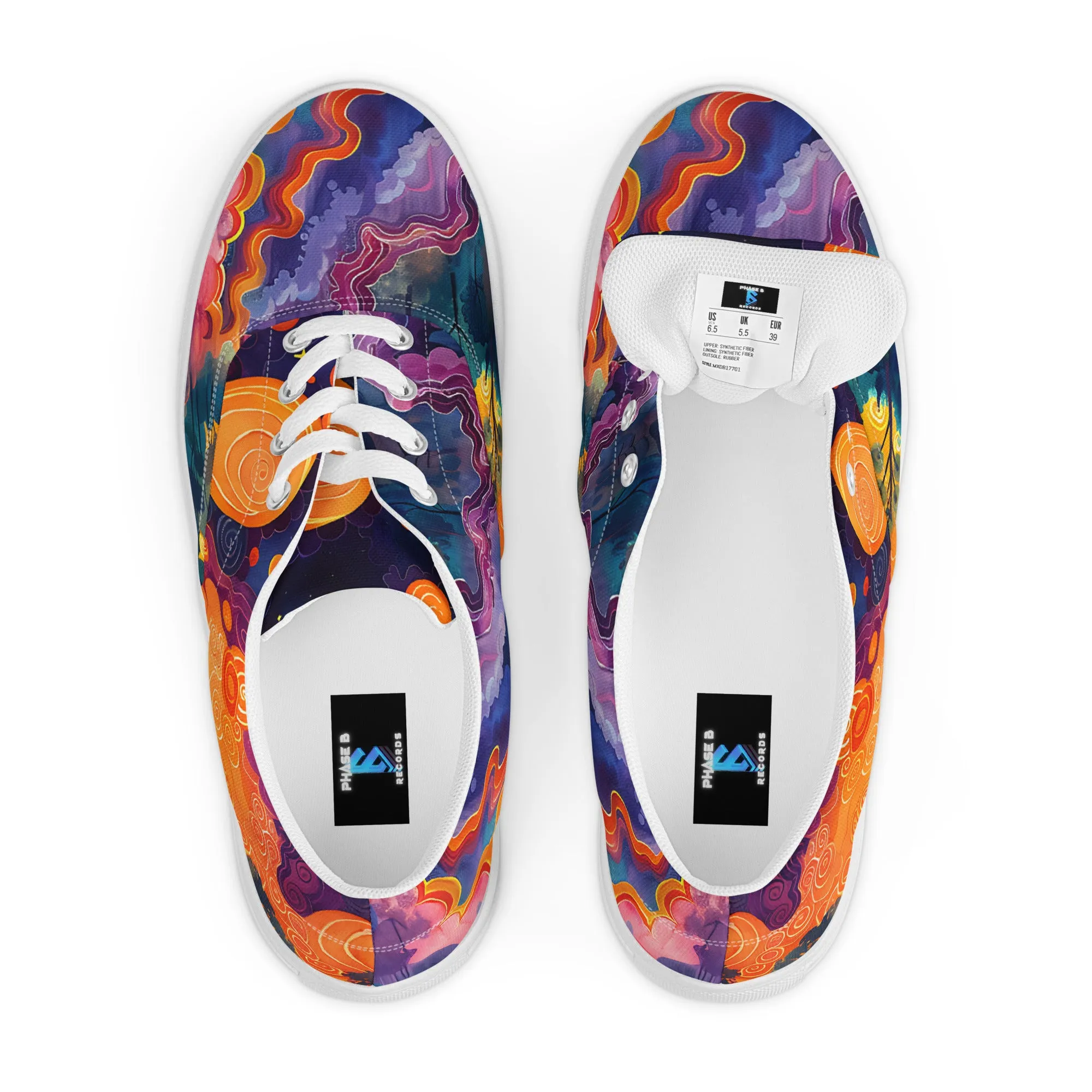 Abstract Clouds Women’s lace-up canvas shoes –  Free Delivery! Rock / Metal / Gothic / EDM / Clubwear - Alternative Apparel Only from Phase B Records.