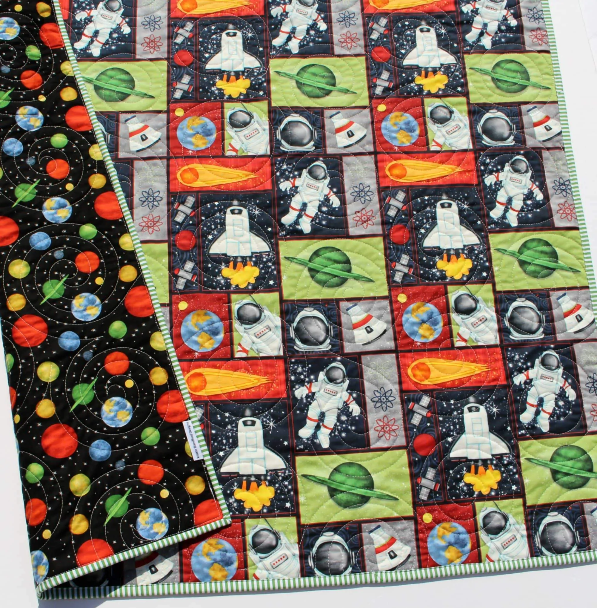 Astronaunt Quilt Kit Space Baby Blanket Panel Quick Easy Boy Baby Bedding Quilting Project DIY Sewing Rockets Sun Moon Science