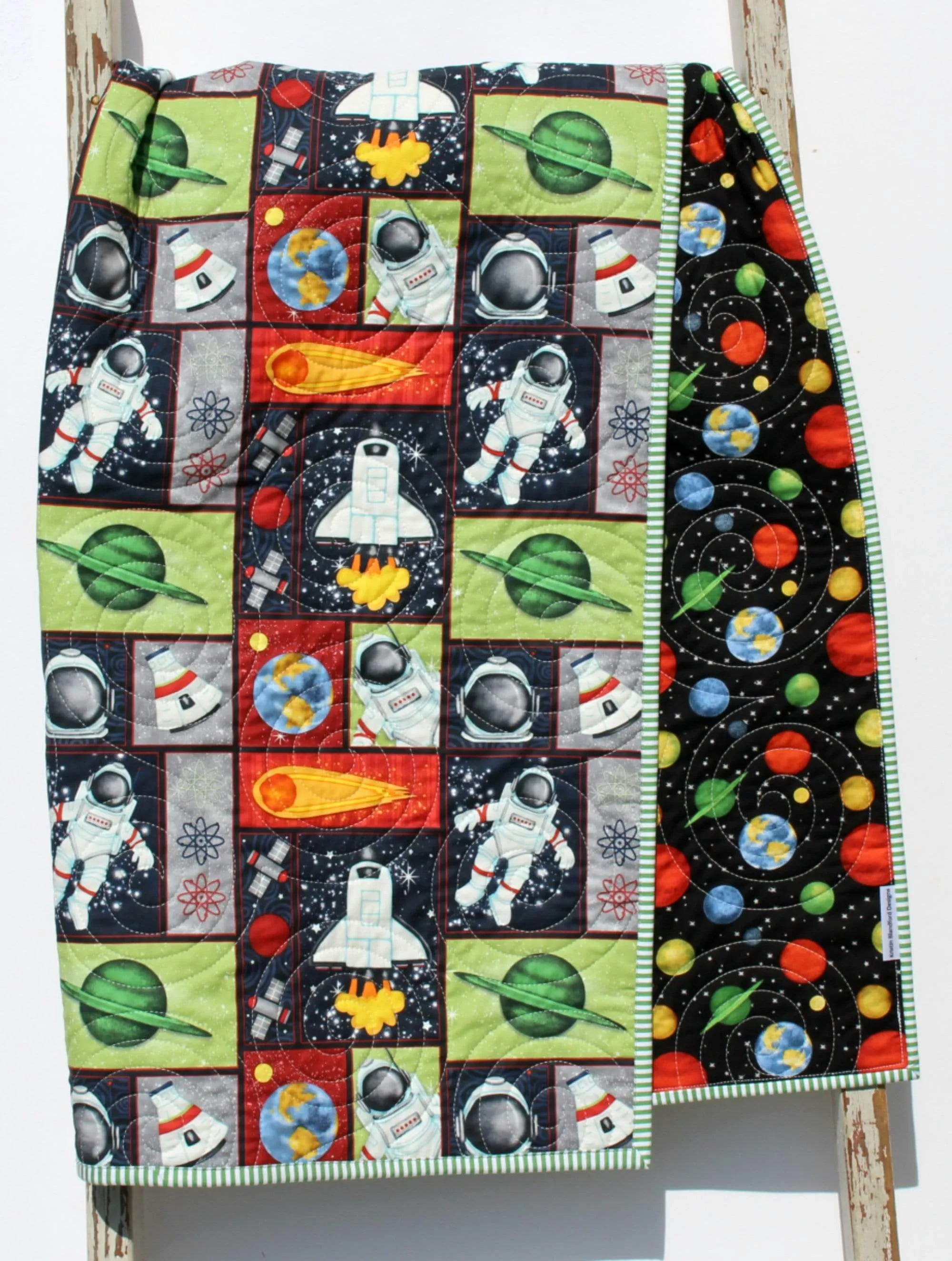 Astronaunt Quilt Kit Space Baby Blanket Panel Quick Easy Boy Baby Bedding Quilting Project DIY Sewing Rockets Sun Moon Science