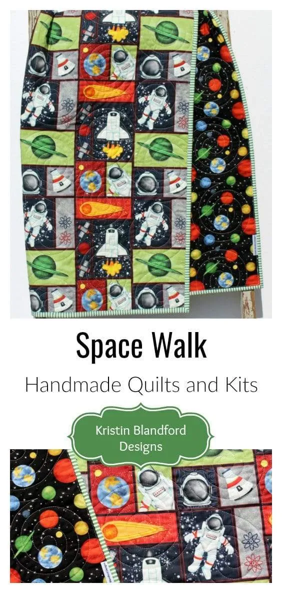 Astronaunt Quilt Kit Space Baby Blanket Panel Quick Easy Boy Baby Bedding Quilting Project DIY Sewing Rockets Sun Moon Science