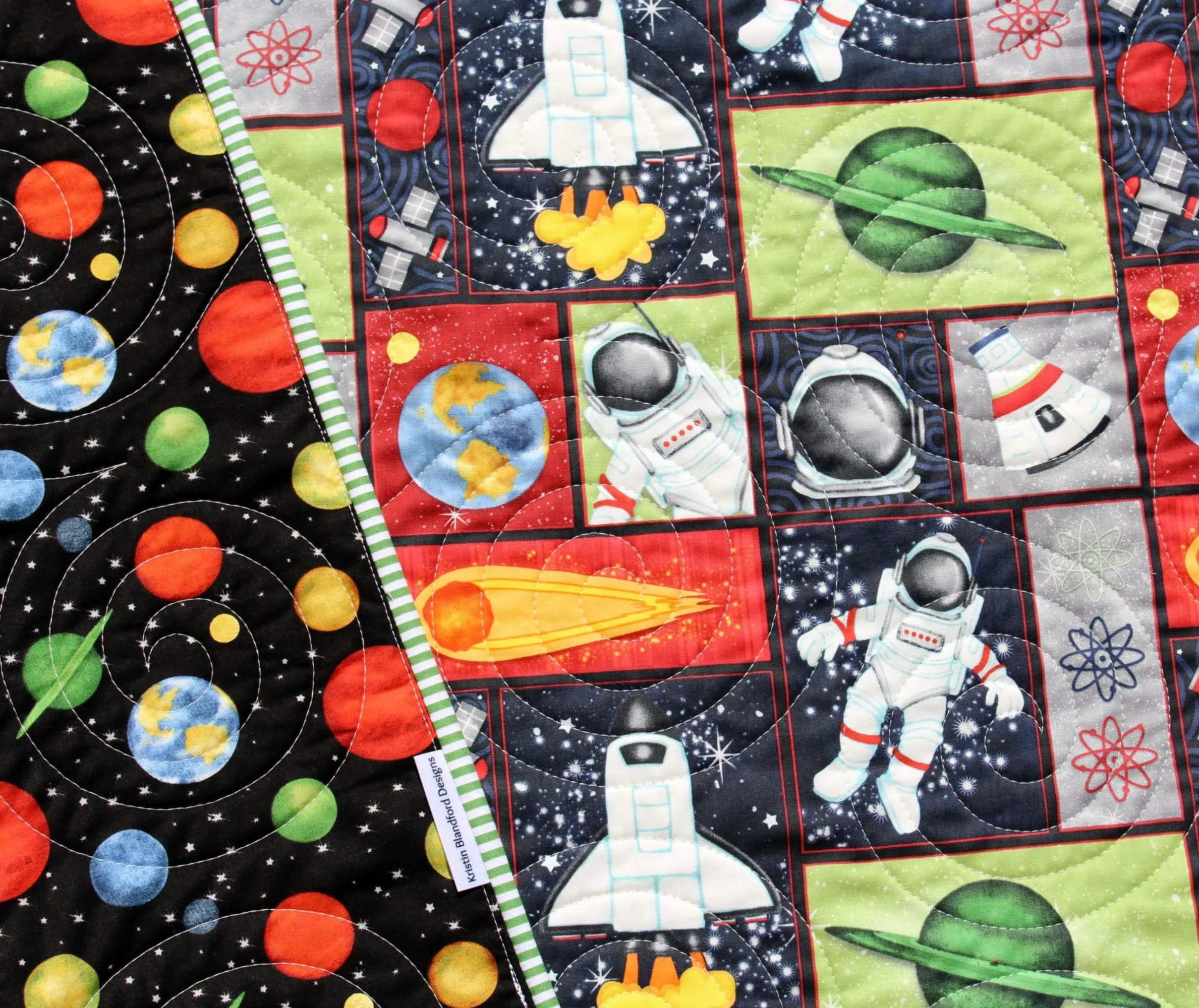 Astronaunt Quilt Kit Space Baby Blanket Panel Quick Easy Boy Baby Bedding Quilting Project DIY Sewing Rockets Sun Moon Science