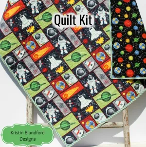 Astronaunt Quilt Kit Space Baby Blanket Panel Quick Easy Boy Baby Bedding Quilting Project DIY Sewing Rockets Sun Moon Science