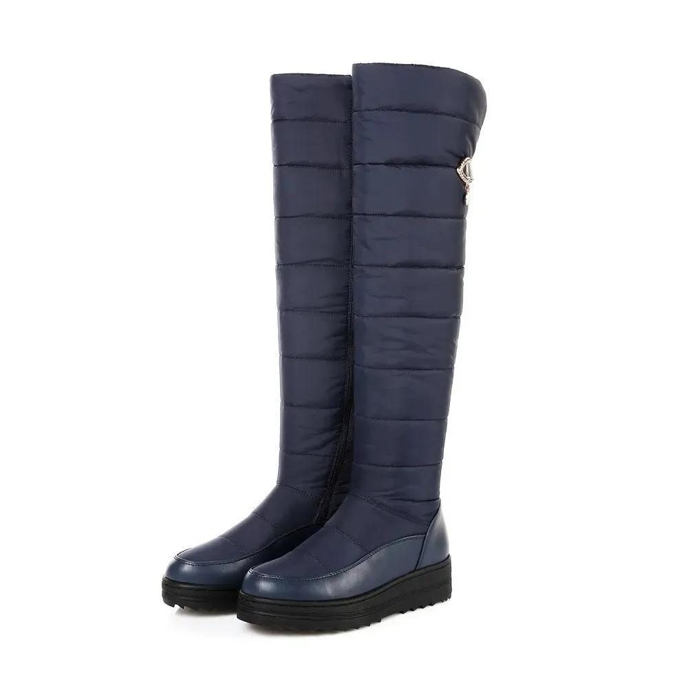 Asumer Plush Over-the-Knee Down Snow Boots