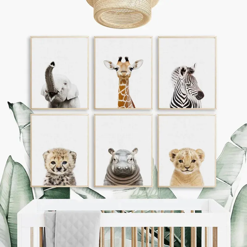 Baby Room Animal Wall Canvas Painting Elephant Giraffe Bear Wall Art Prints Picture Nordic Art Poster for Kid Room Nursery Decor