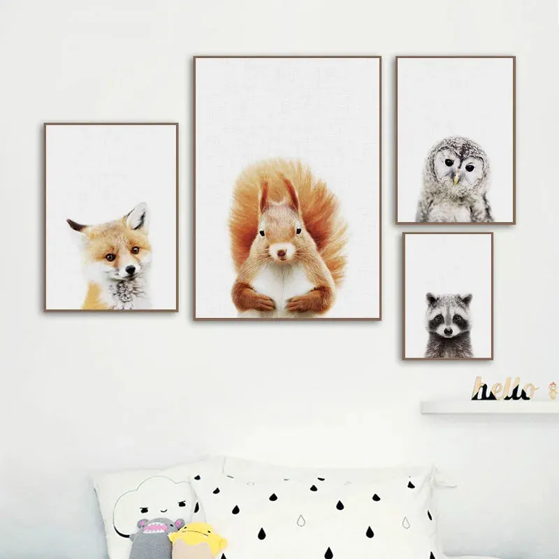 Baby Room Animal Wall Canvas Painting Elephant Giraffe Bear Wall Art Prints Picture Nordic Art Poster for Kid Room Nursery Decor