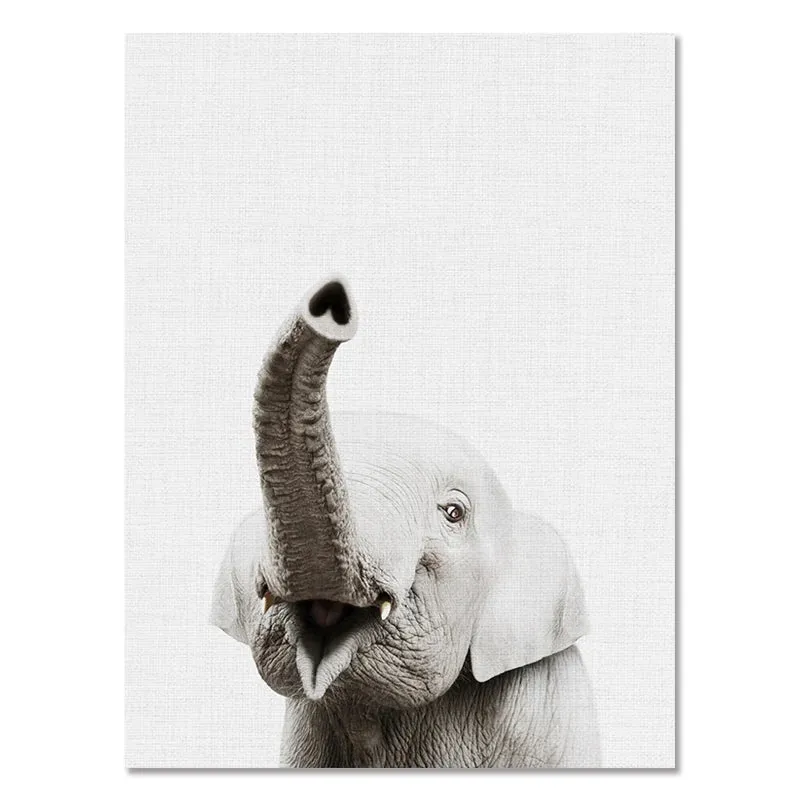 Baby Room Animal Wall Canvas Painting Elephant Giraffe Bear Wall Art Prints Picture Nordic Art Poster for Kid Room Nursery Decor