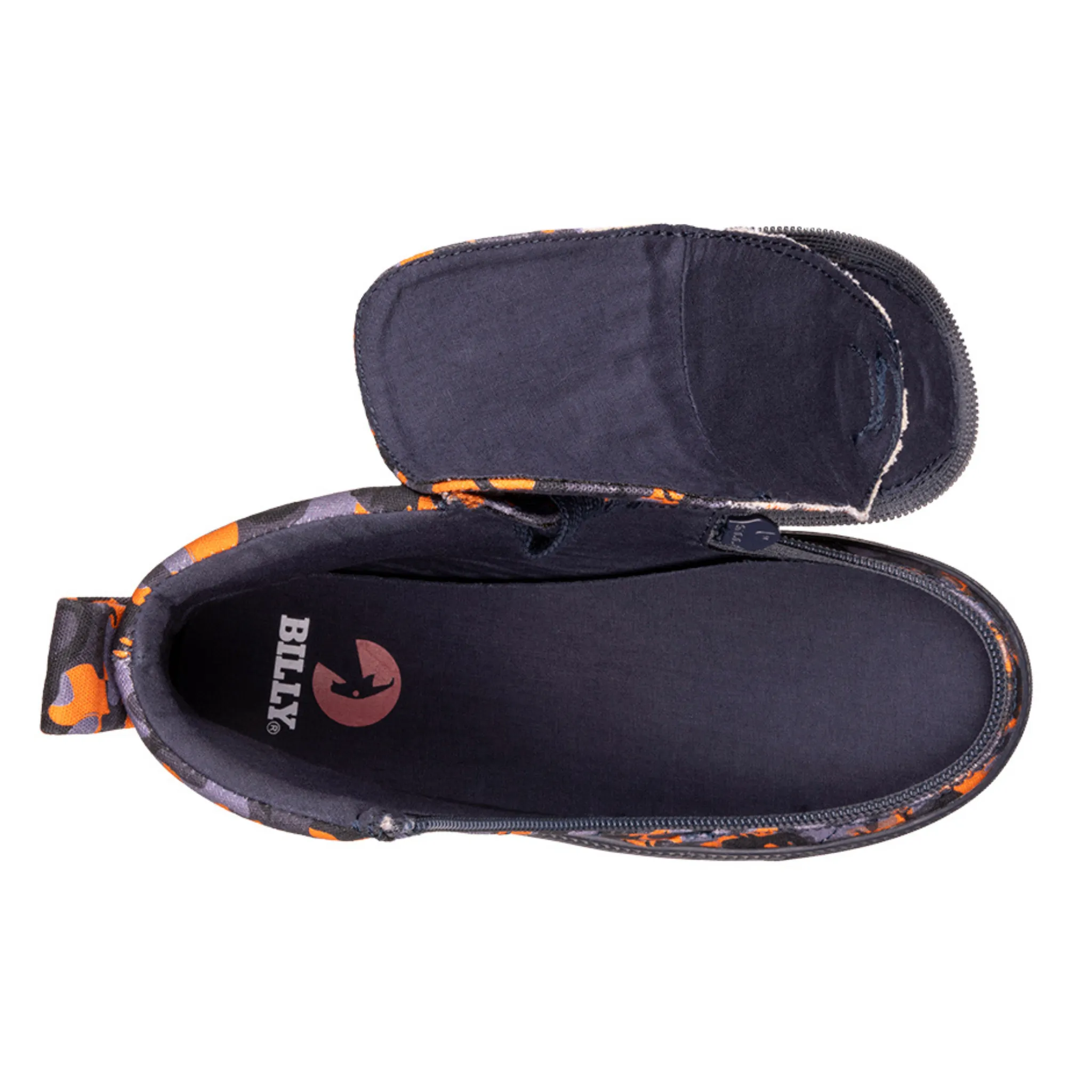 Billy Footwear (Kids) - High Top Orange Dino Canvas Shoes