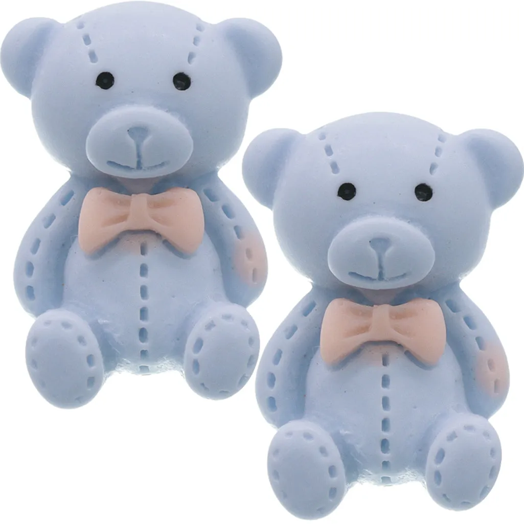 Blue Bow Tie Mini Teddy Bear Earrings