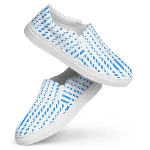 Blue Pattern Canvas Men's Slip Ons