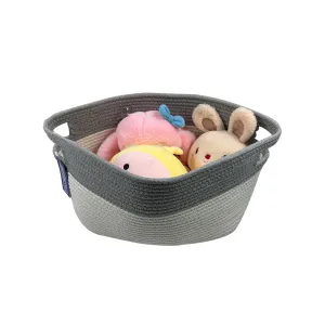 Boobeyeh dark grey cotton rope kids toy organizer with handles
