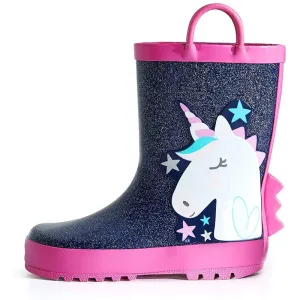 Boy&Girl Rain Boots Waterproof  Blue Unicorn -K KomForme