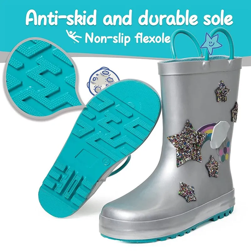 Boy&Girl Rain Boots Waterproof Glitter Star - K KomForme