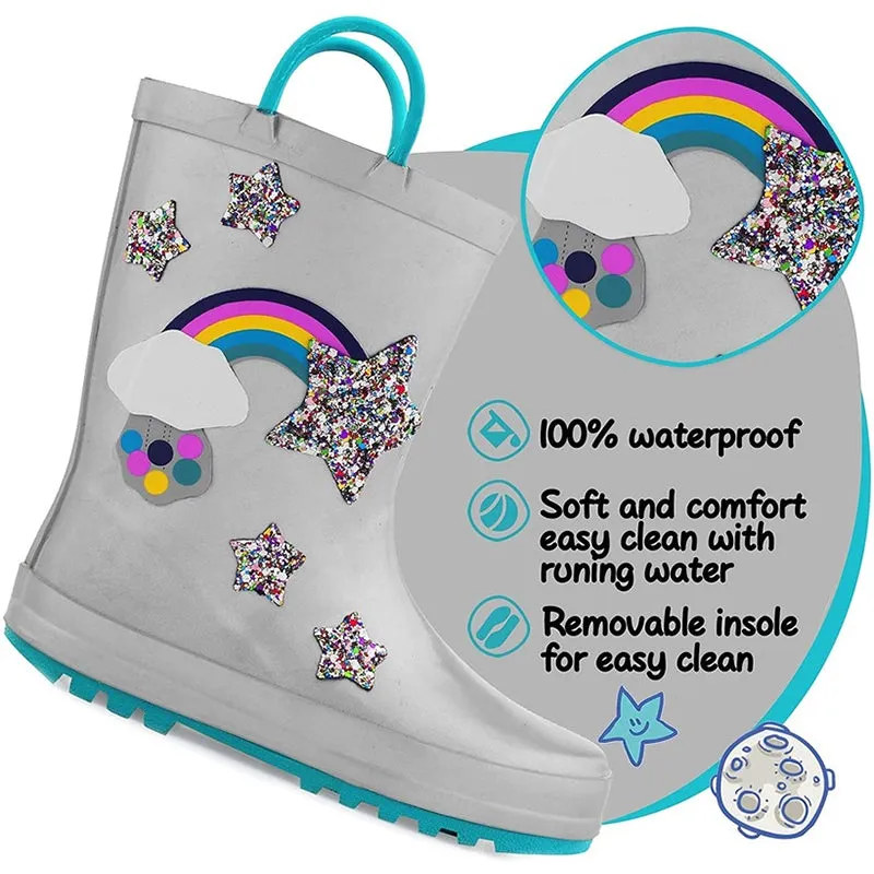 Boy&Girl Rain Boots Waterproof Glitter Star - K KomForme