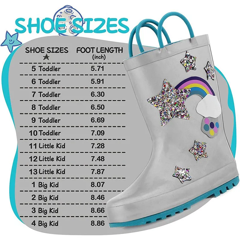 Boy&Girl Rain Boots Waterproof Glitter Star - K KomForme