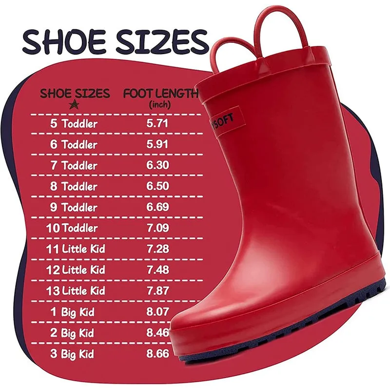 Boy&Girl Rain Boots Waterproof Pure Red -K KomForme