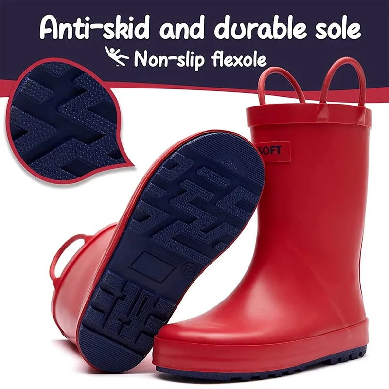 Boy&Girl Rain Boots Waterproof Pure Red -K KomForme