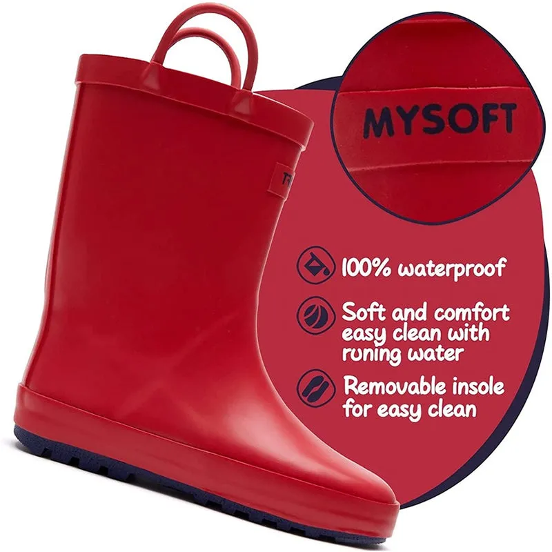 Boy&Girl Rain Boots Waterproof Pure Red -K KomForme