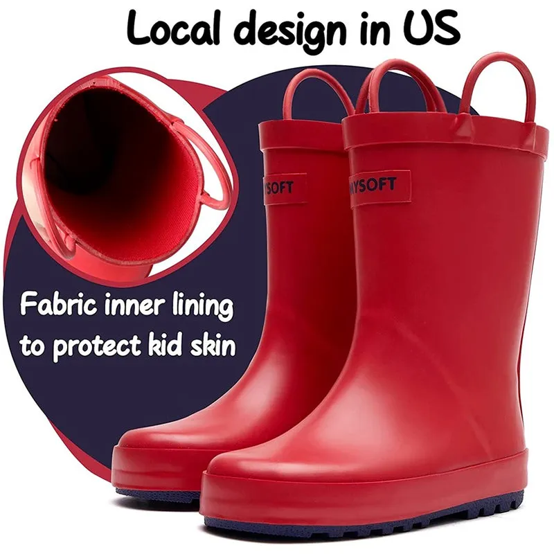Boy&Girl Rain Boots Waterproof Pure Red -K KomForme