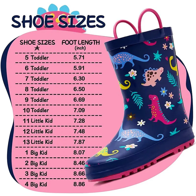 Boy&Girl Rain Boots Waterproof Purple Dinosaur - K KomForme
