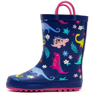 Boy&Girl Rain Boots Waterproof Purple Dinosaur - K KomForme