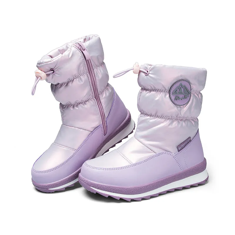 Boys and Girls Waterproof Snow Boots Winter Outdoor Boots with Fur Lining - K KomForme