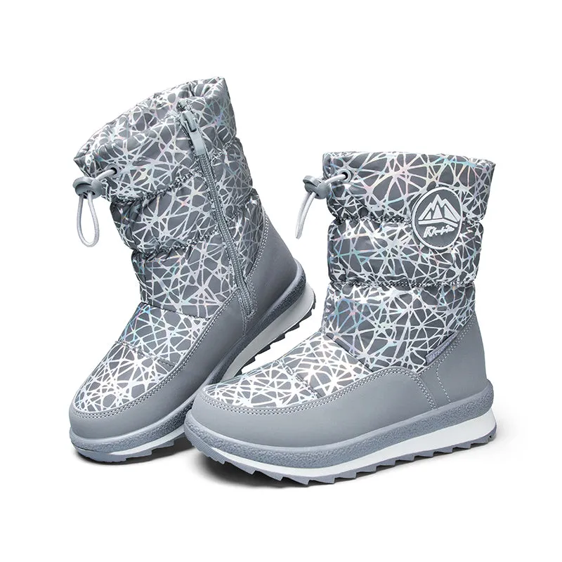 Boys and Girls Waterproof Snow Boots Winter Outdoor Boots with Fur Lining - K KomForme