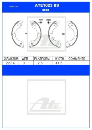 Brake Shoes Daihatsu Gran Max 1.5 2009 Ate1023Bs Ate