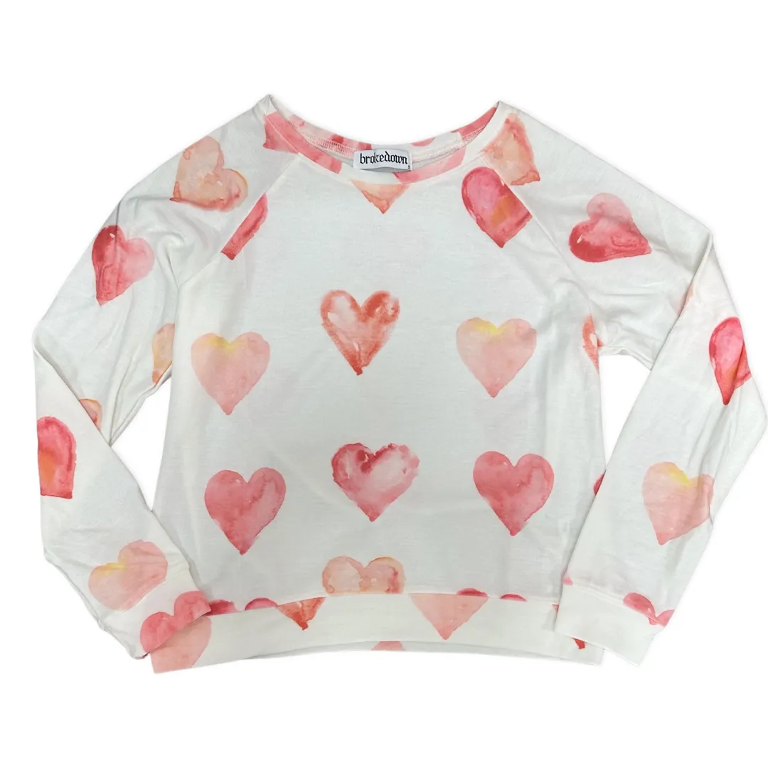 Brokedown Clothing Women's Watercolor Heart Sweatshirt