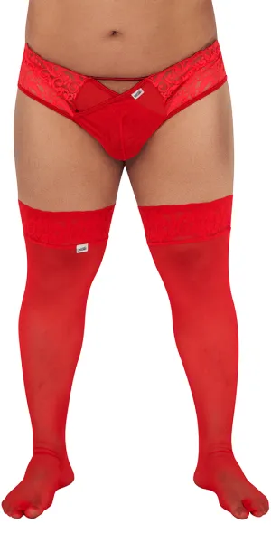 Candyman 99533x Mesh Thigh Highs Red