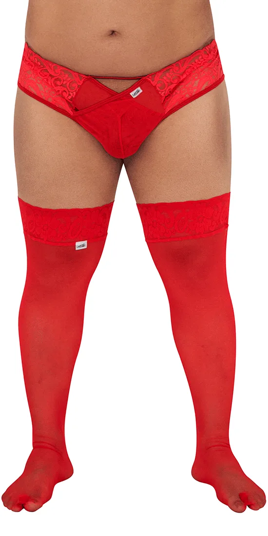 Candyman 99533x Mesh Thigh Highs Red