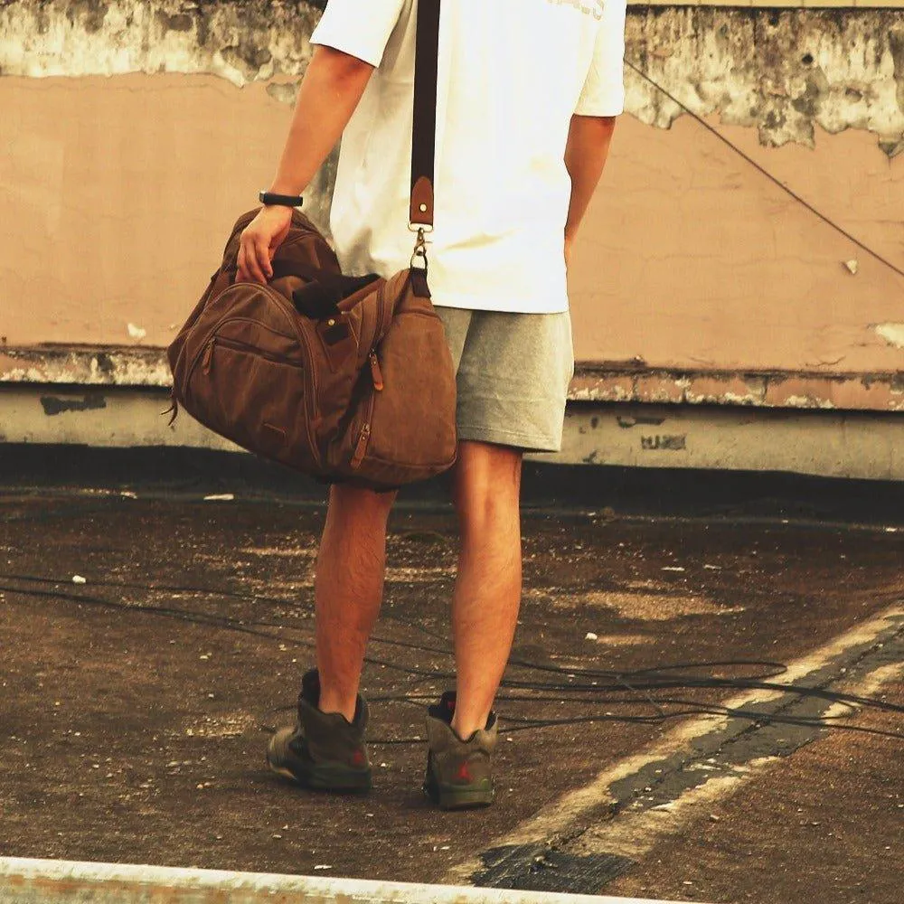 Canvas Duffle Bag with Shoe Compartment