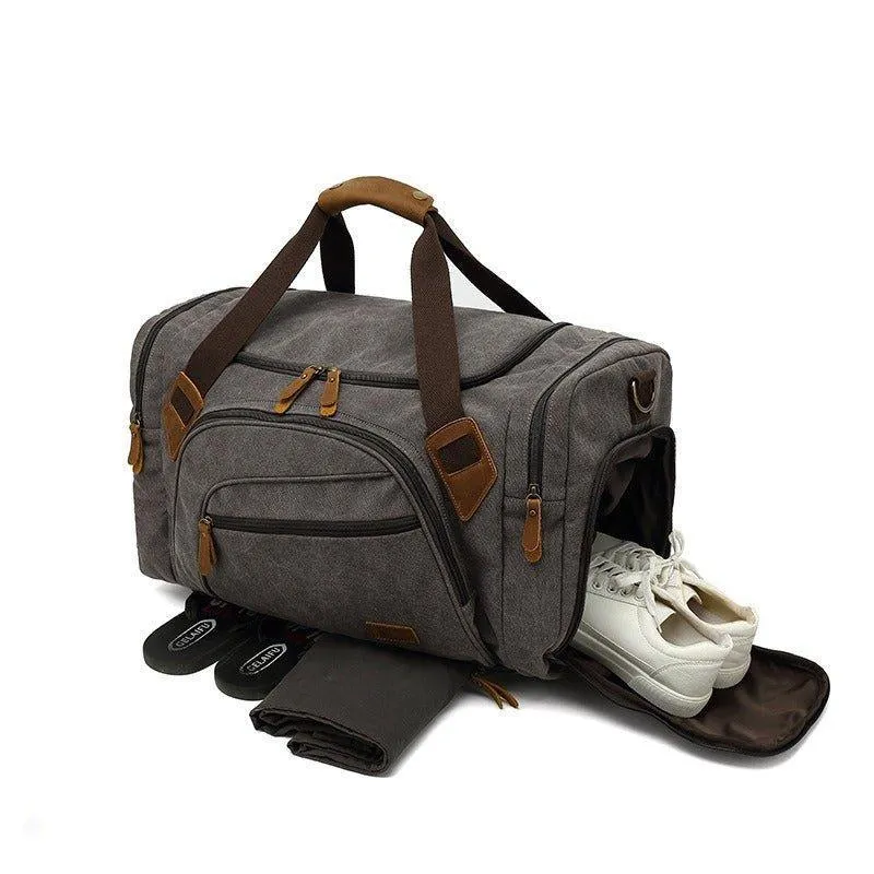Canvas Duffle Bag with Shoe Compartment