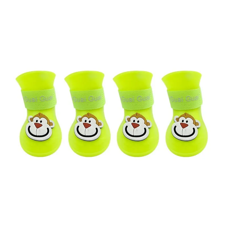 Cartoon Pet Boots Silicone Waterproof Non-slip Soft Bottom Summer Cat Supplies