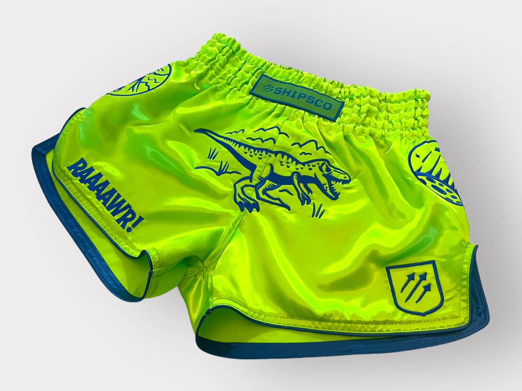Chartreuse Dinosaur Muay Thai Shorts