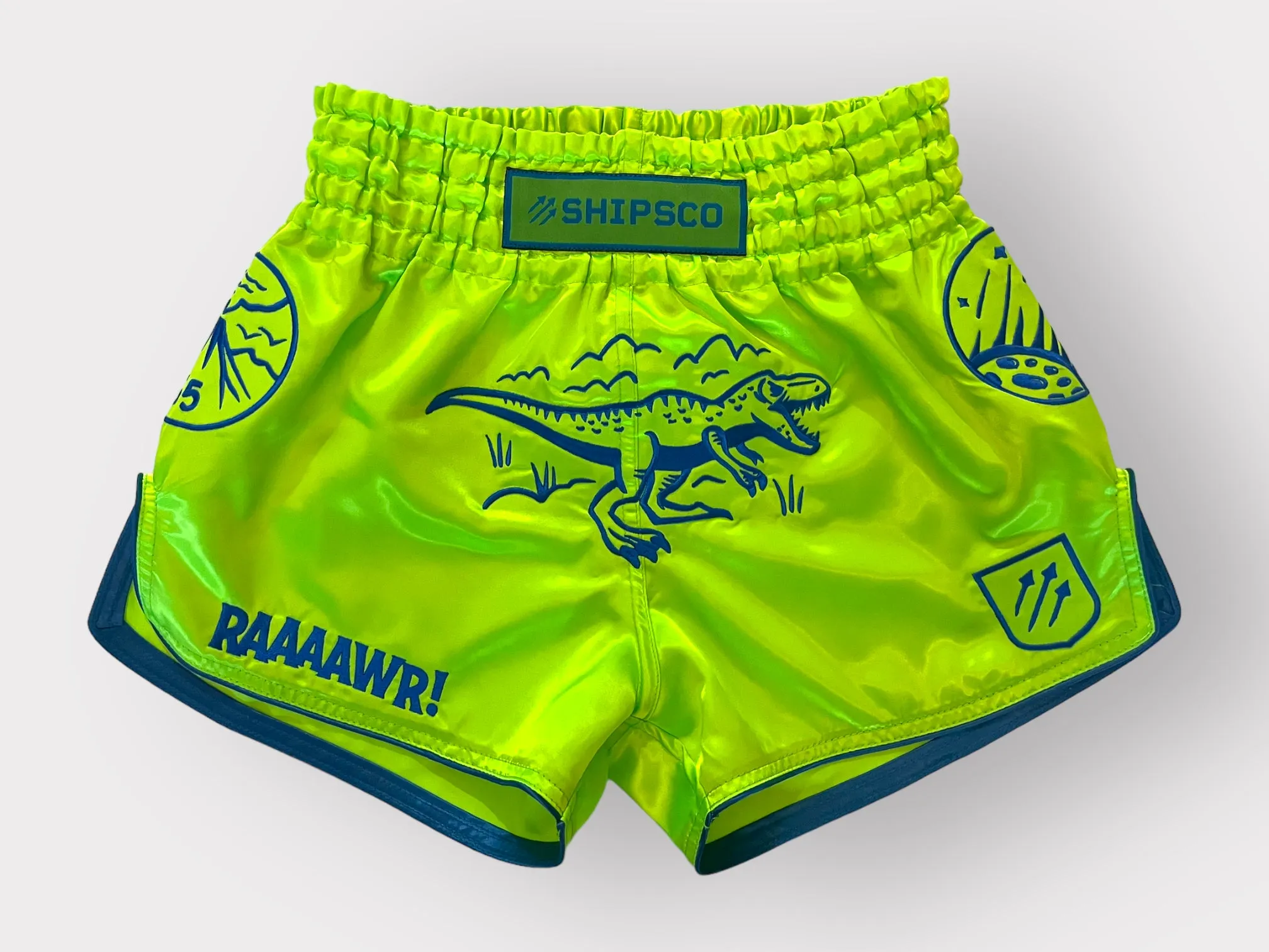 Chartreuse Dinosaur Muay Thai Shorts