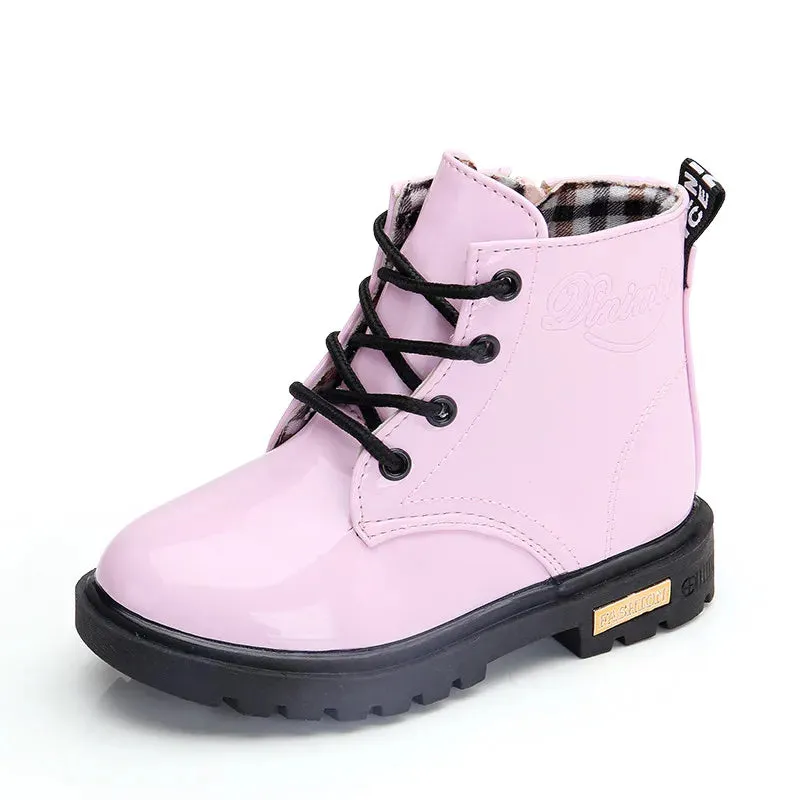 Children Shoes PU Leather Waterproof Plush Boots Kids Snow Boots Brand Girls Boys Casual Boots Fashion Sneakers