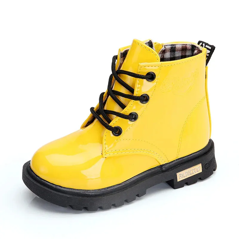 Children Shoes PU Leather Waterproof Plush Boots Kids Snow Boots Brand Girls Boys Casual Boots Fashion Sneakers