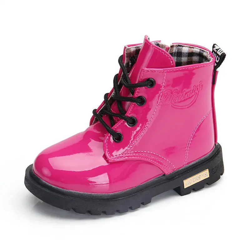 Children Shoes PU Leather Waterproof Plush Boots Kids Snow Boots Brand Girls Boys Casual Boots Fashion Sneakers