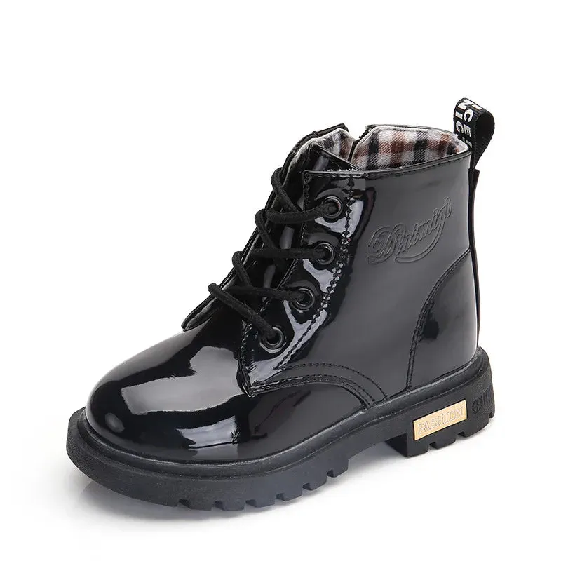 Children Shoes PU Leather Waterproof Plush Boots Kids Snow Boots Brand Girls Boys Casual Boots Fashion Sneakers