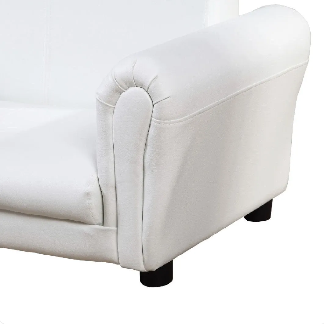 Childrens 2-Seater Mini Sofa Set with Large Footstool | White | 3-6 Years